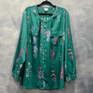 JACLYN SMITH WOMEN'S BLUE BLOUSE WITH PRINT SIZE 3X